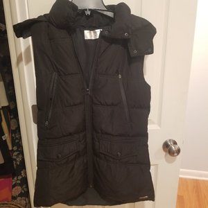 Betsey Johnson Performance Puffer Vest with Hood Black Small